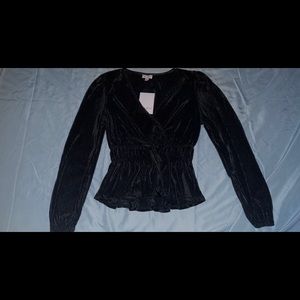 Wrap v neck style polyester blouse